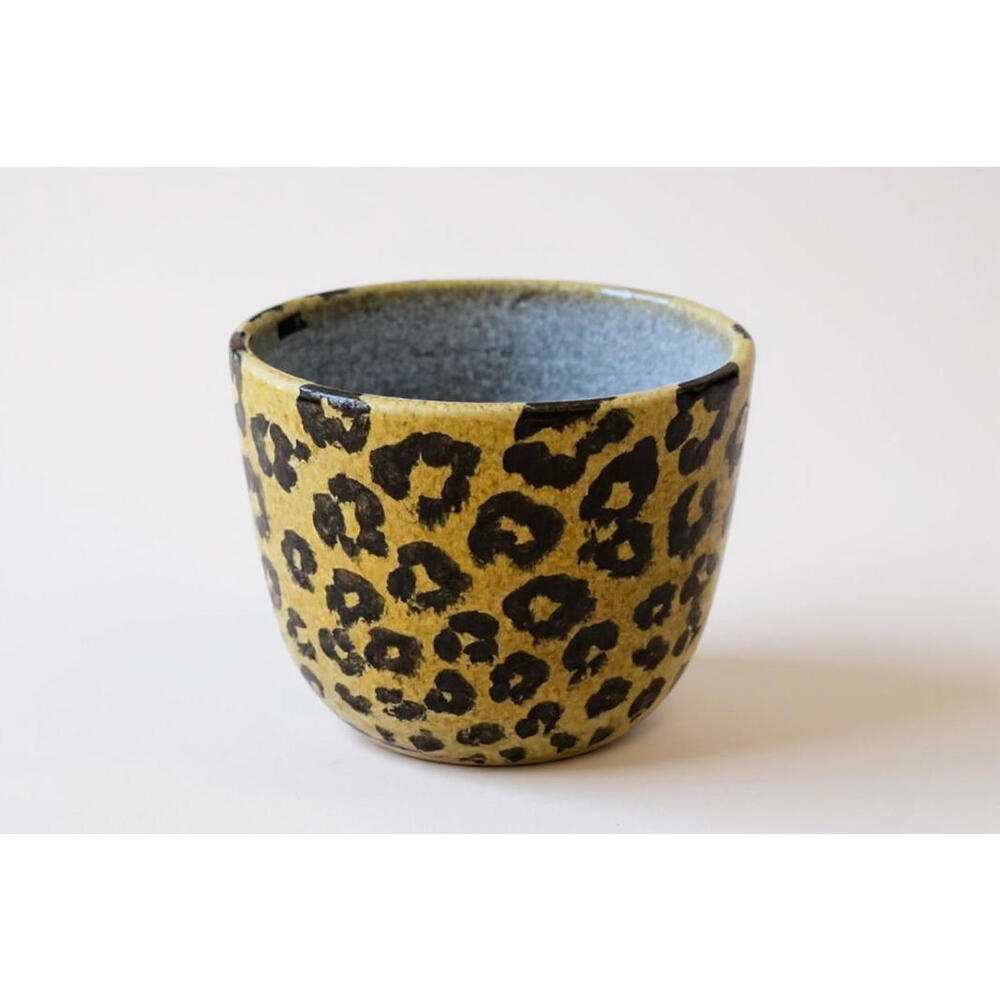 Vintage Italian Leopard Print Ceramic Planter Cache Pot Mid Century